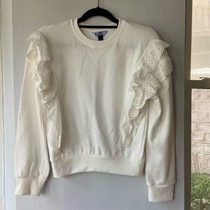 Vylette Ruffle Trim White Blouse